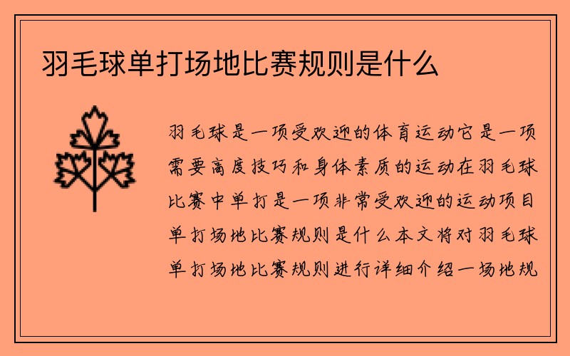 羽毛球单打场地比赛规则是什么