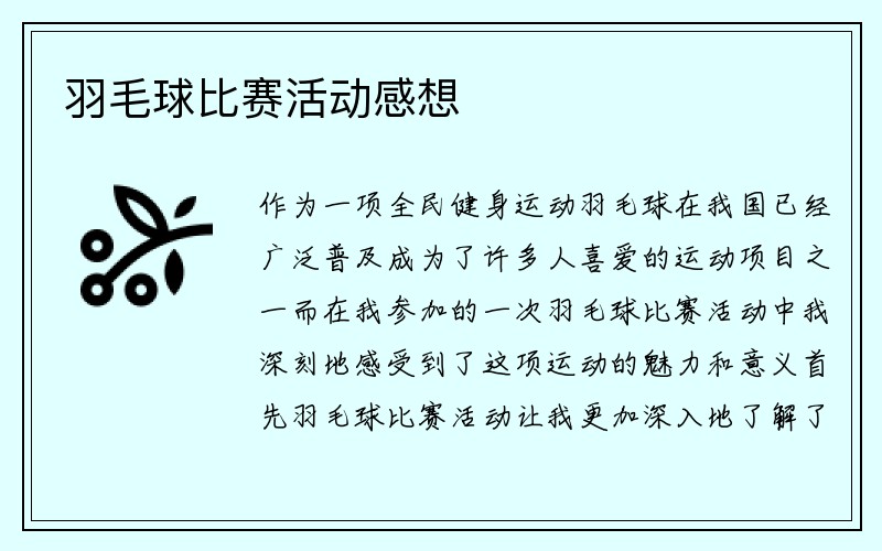 羽毛球比赛活动感想