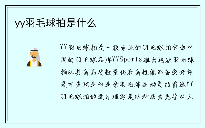 yy羽毛球拍是什么