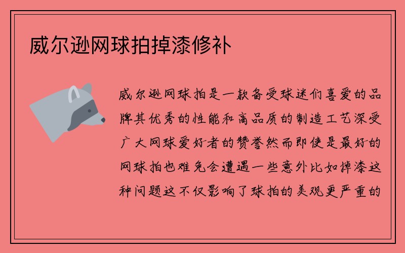 威尔逊网球拍掉漆修补