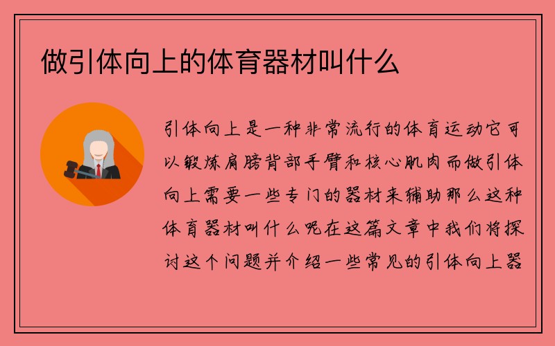 做引体向上的体育器材叫什么