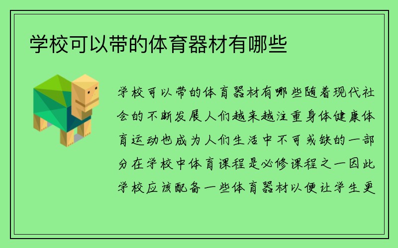 学校可以带的体育器材有哪些