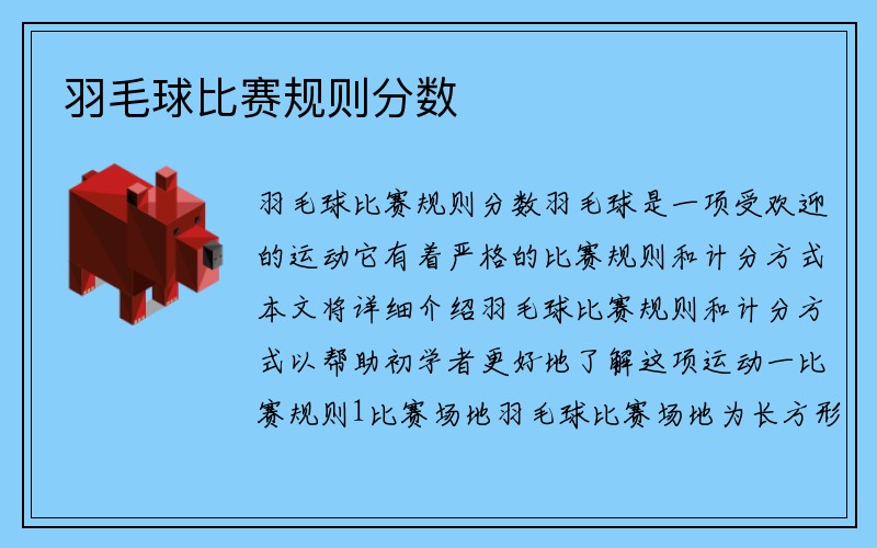 羽毛球比赛规则分数