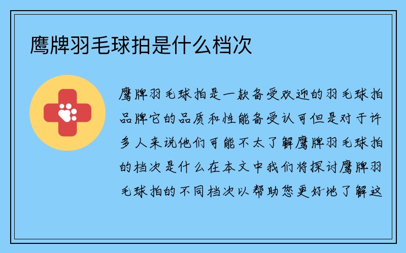 鹰牌羽毛球拍是什么档次